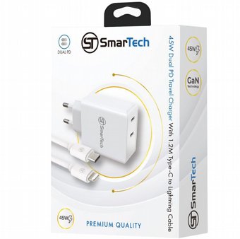 ���� ��� ���� Dual PD 45W - �� ��� ����-�� �-Lightning - ��� Sttc45w ����������� GaN - ���� SmarTech - ����� ������