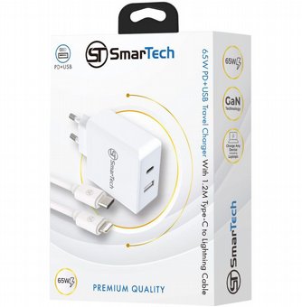 ���� ��� ���� PD+USB - 65W - �� ��� ����-�� �-Lightning - ��� Sttc65w ����������� GaN - ���� SmarTech - ����� ������