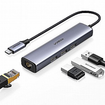 ����� ������� 4 �-1 ����� - ����-�� �-3xUSB3.0 + ��� 1000Mbps - ���� UGREEN ��� 20920