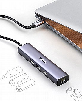 ����� ������� 4 �-1 ����� - ����-�� �-3xUSB3.0 + ��� 1000Mbps - ���� UGREEN ��� 20920