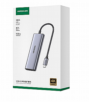 ����� ������� 5 �-1 ����� - ����-�� �-3xUSB3.0 + HDMI(4K30Hz) + PD100W - ���� UGREEN ��� 15596
