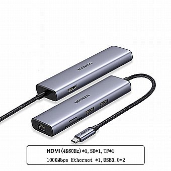 ����� ������� 6 �-1 ����� - ����-�� �-2xUSB3.0 + ��� 1000MbpS  +  ������ ����� + (HDMI (4K@60Hz HDR - ���� UGREEN ��� 20954